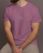 Guru Daddy Red Voilet tee - chest logo on model